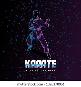 Karate Pose Neonline Kunst perfekt für Poster, Landing Page, Logo, Merchandise