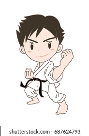 Karate pose / Vector material of Japanese culture