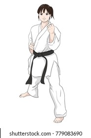 Karate pose / Vector material of Japanese culture
