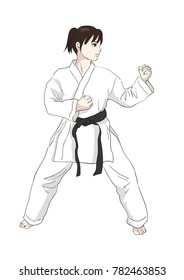 Karate pose / Vector material of Japanese culture