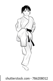 Karate pose / Vector material of Japanese culture