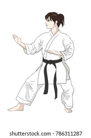 Karate pose / Vector material of Japanese culture