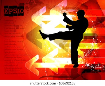 Karate poster with abstract red background