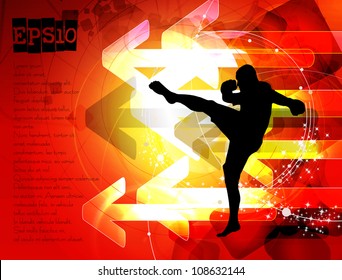 Karate poster with abstract red background