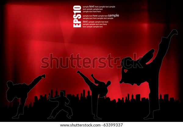 Karate Poster Abstract Red Background Stock Vector (Royalty Free