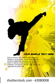 Karate poster with abstract yellow background