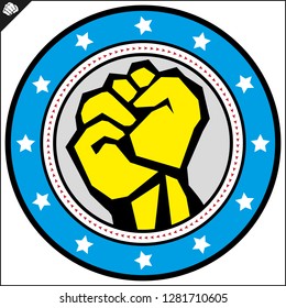 Karate power fist emblem. Martial art colored simbol design. Vector, EPS.