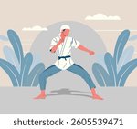  Karate practitioner in action, performing a punch in a training session.