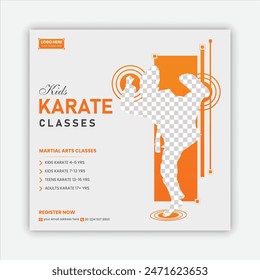 karate school,Kids Taekwondo practice social media design