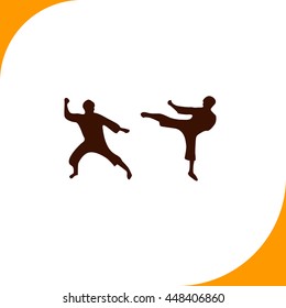 Karate sign. Brown icon on white background