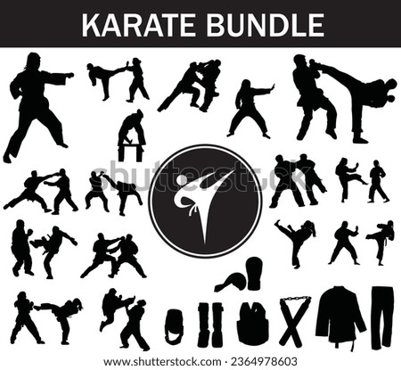 Karate Silhouette Bundle | Collection of Karate Players with Logo and Karate Equipment