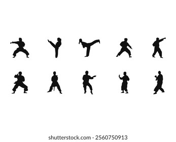 Karate Silhouette Design Element Set