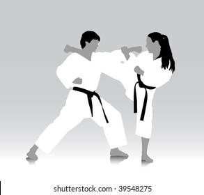 Karate silhouette drawing, vector file in AI and EPS format, all parts closed, editing is possible