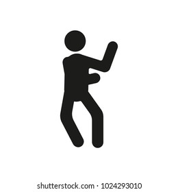 Karate silhouette icon. Vector black object in simple silhouette style witn real karate pose on white background. Element for sport design, karate site and martial arts graphic