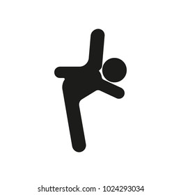 Karate silhouette icon. Vector black object in simple silhouette style witn real karate pose on white background. Element for sport design, karate site and martial arts graphic