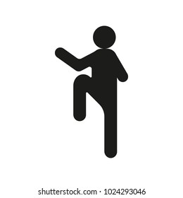 Karate silhouette icon. Vector black object in simple silhouette style witn real karate pose on white background. Element for sport design, karate site and martial arts graphic