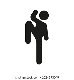 Karate silhouette icon. Vector black object in simple silhouette style witn real karate pose on white background. Element for sport design, karate site and martial arts graphic