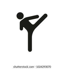 Karate silhouette icon. Vector black object in simple silhouette style witn real karate pose on white background. Element for sport design, karate site and martial arts graphic