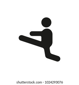 Karate silhouette icon. Vector black object in simple silhouette style witn real karate pose on white background. Element for sport design, karate site and martial arts graphic