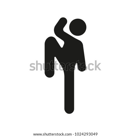 Karate silhouette icon. Vector black object in simple silhouette style witn real karate pose on white background. Element for sport design, karate site and martial arts graphic