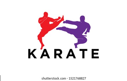 karate silhouette illustration vector template