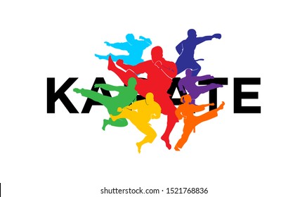 karate silhouette illustration vector template