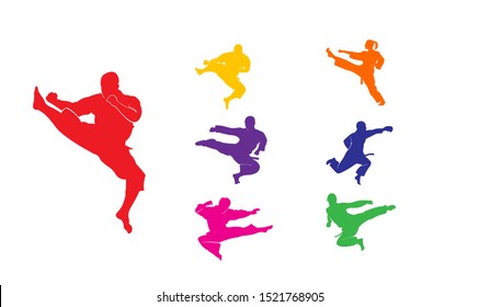 karate silhouette illustration vector template