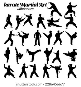 Karate silhouette of martial arts vector illustration.