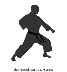 Karate, silhouette on white background