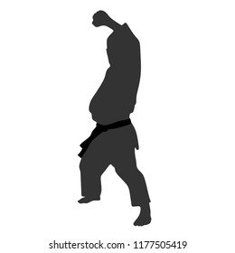 Karate, silhouette on white background