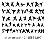 Karate silhouette vector art white background