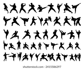 Karate silhouette vector art white background