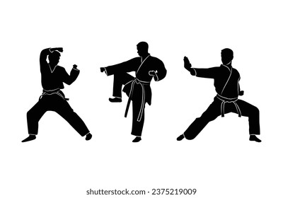 karate silhouette vector. Boxing and competition silhouettes vector image, 