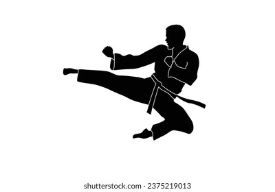 karate silhouette vector. Boxing and competition silhouettes vector image, 