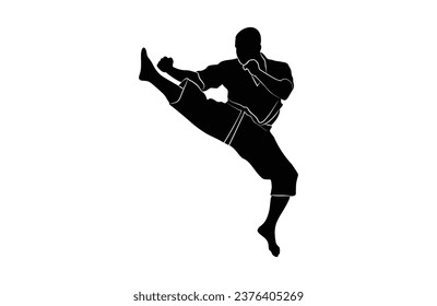 karate silhouette vector. Boxing and competition silhouettes vector image, 