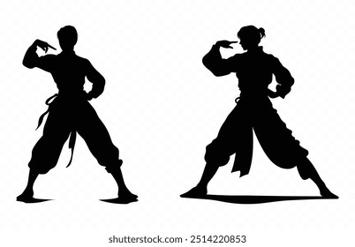 Karate Silhouetten Vektor Paket, Martial Arts Silhouette Clipart Set