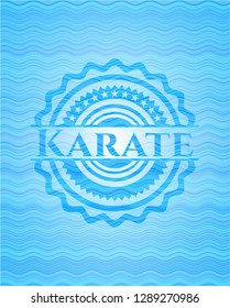 Karate sky blue water style emblem.