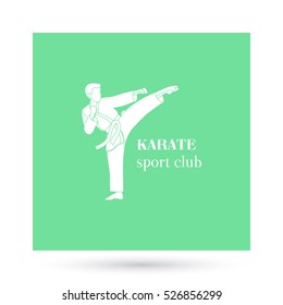 Karate sport club logo design presentation on white. Vector illustration