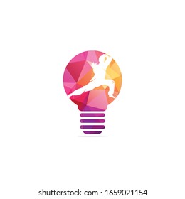 Karate sport logo. bulb lamp fight sports vector.