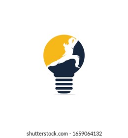 Karate sport logo. bulb lamp fight sports vector.