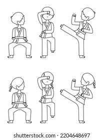 Conjunto de ilustraciones vectoriales deportivas de Karate 