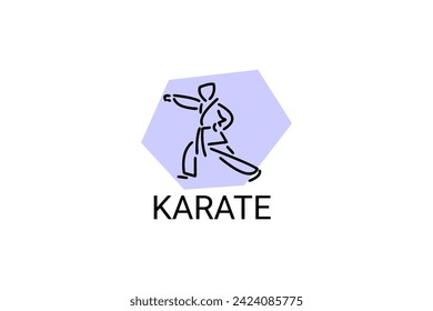 Karate sport vector line icon. sportman, fighting stance. sport pictogram illustration.
