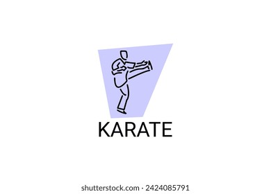 Karate sport vector line icon. sportman, fighting stance. sport pictogram illustration.
