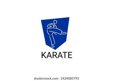 Karate sport vector line icon. sportman, fighting stance. sport pictogram illustration.
