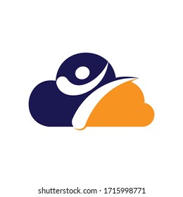 Karate sports with cloud vector logo design. Martial art logo concept.