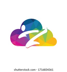 Karate sports with cloud vector logo design. Martial art logo concept.