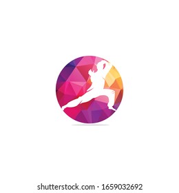 Karate sports logo. martial art silhouette vector, fight sport logo design.