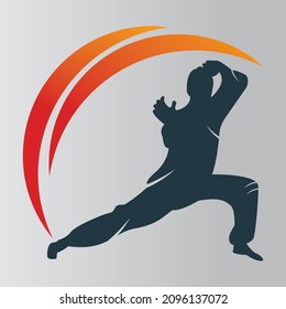 Karate sports logo. martial art silhouette vector, fight sport logo design.