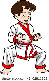 Karate Stance Boy  vector illustration isolated on white background