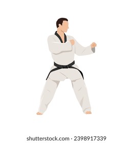 Karate stance character illustration. Asian martial art. Flat vector illustration isolated on white background